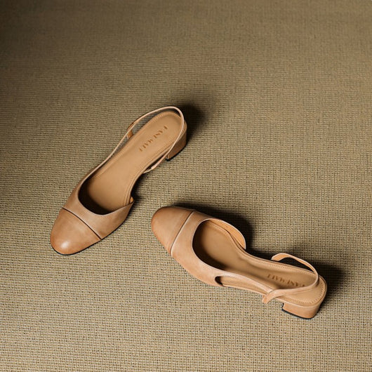 Leonie | Damen Echtleder Slingback-Pumps mit Mandelspitze