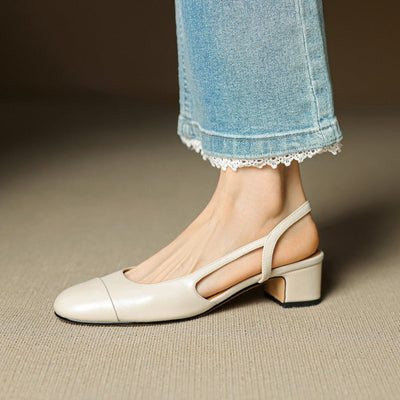 Leonie | Damen Echtleder Slingback-Pumps mit Mandelspitze