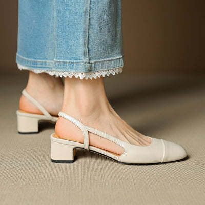 Leonie | Damen Echtleder Slingback-Pumps mit Mandelspitze