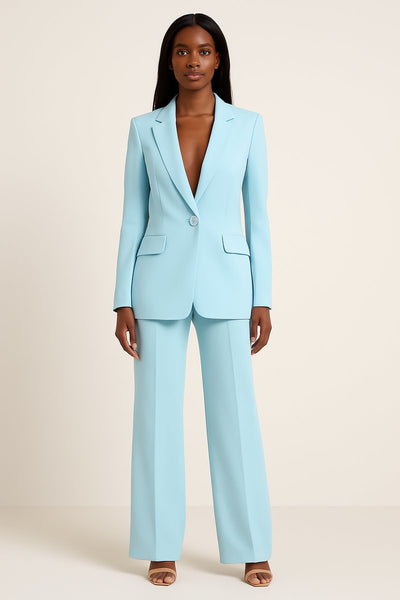 Johanna | Damen Einknopf-Blazer Weitbein-Hosen Set eleganter Business-Look