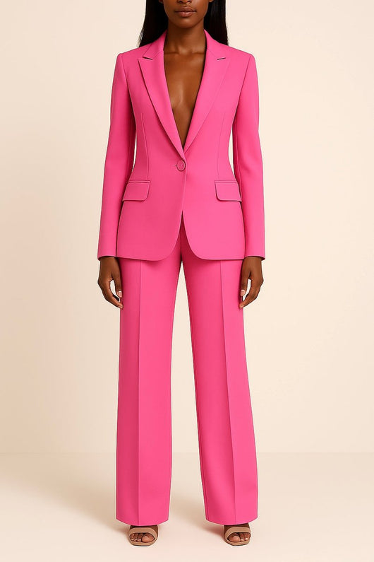 Johanna | Damen Einknopf-Blazer Weitbein-Hosen Set eleganter Business-Look