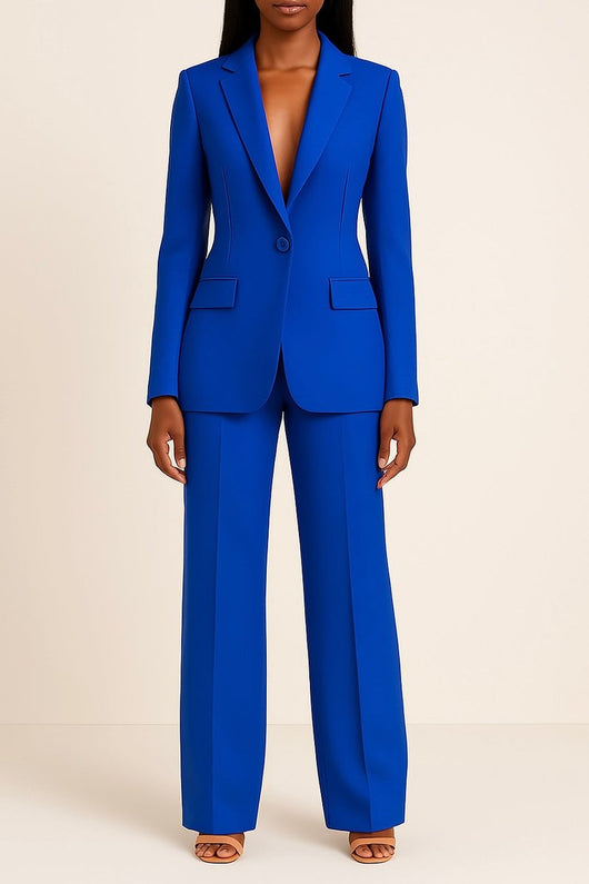 Johanna | Damen Einknopf-Blazer Weitbein-Hosen Set eleganter Business-Look