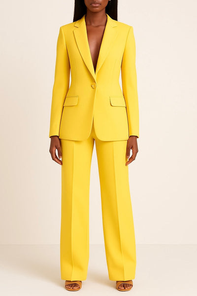 Johanna | Damen Einknopf-Blazer Weitbein-Hosen Set eleganter Business-Look