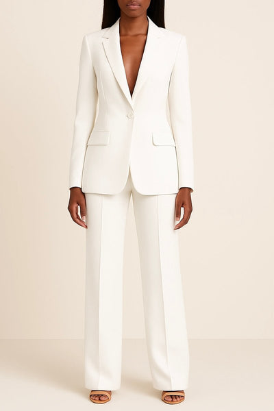 Johanna | Damen Einknopf-Blazer Weitbein-Hosen Set eleganter Business-Look