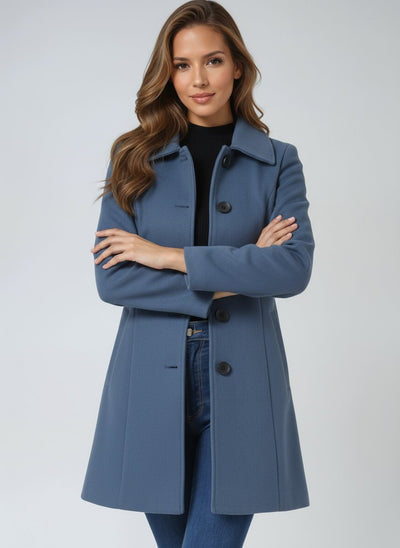Emilia | Damen Einreihiger Langmantel Wintermantel mit Reverskragen
