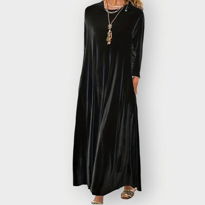 Elisabeth | Damen Elegant Formal Dress Langarm Samt Maxi-Kleid