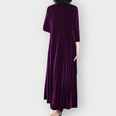 Elisabeth | Damen Elegant Formal Dress Langarm Samt Maxi-Kleid