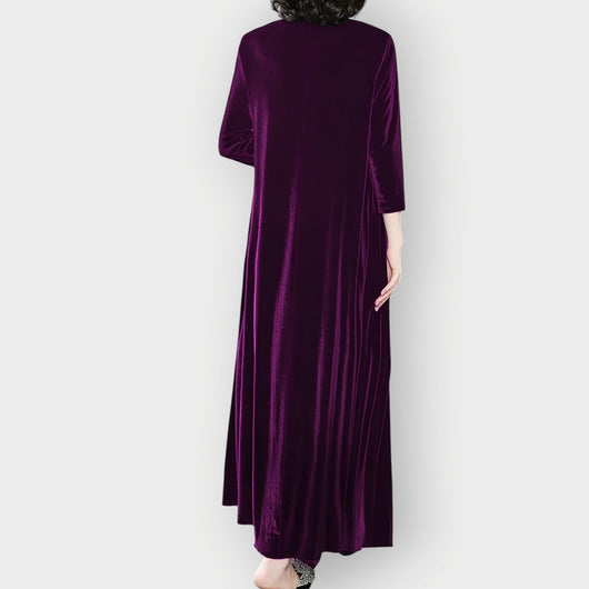 Elisabeth | Damen Elegant Formal Dress Langarm Samt Maxi-Kleid
