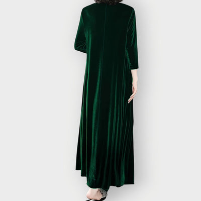 Elisabeth | Damen Elegant Formal Dress Langarm Samt Maxi-Kleid