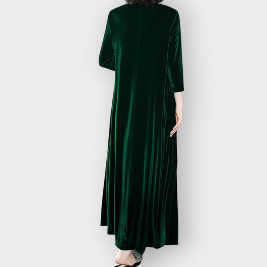 Elisabeth | Damen Elegant Formal Dress Langarm Samt Maxi-Kleid