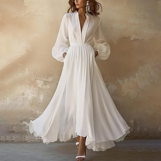 Johanna | Damen Elegant Tiefem V-Ausschnitt Fließendes Maxi Formal Dress