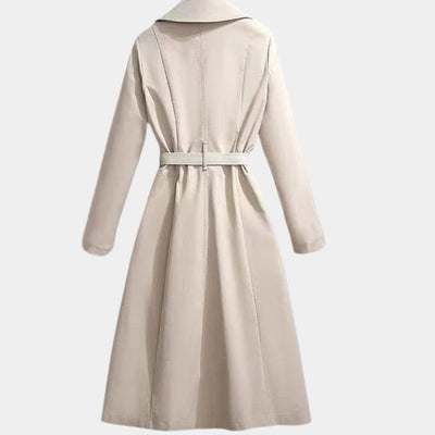 Mia | Damen Eleganter Gürtel-Trench Coat Klassischer Midi-Schnitt
