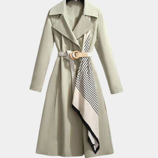 Mia | Damen Eleganter Gürtel-Trench Coat Klassischer Midi-Schnitt