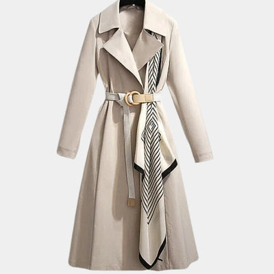 Mia | Damen Eleganter Gürtel-Trench Coat Klassischer Midi-Schnitt