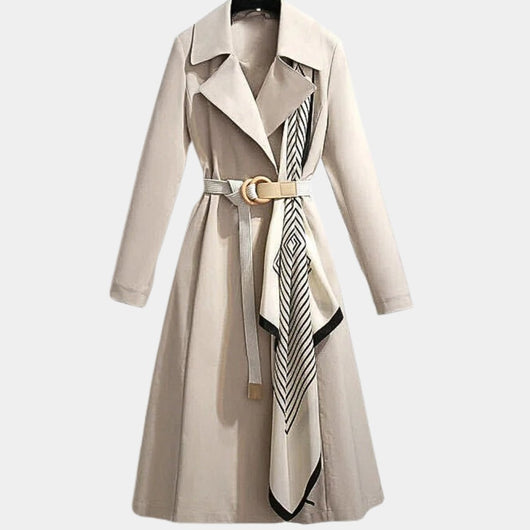 Mia | Damen Eleganter Gürtel-Trench Coat Klassischer Midi-Schnitt