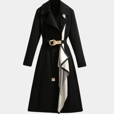 Mia | Damen Eleganter Gürtel-Trench Coat Klassischer Midi-Schnitt