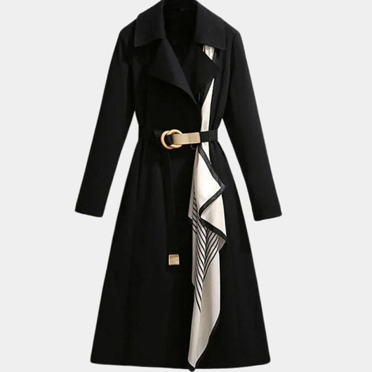 Mia | Damen Eleganter Gürtel-Trench Coat Klassischer Midi-Schnitt