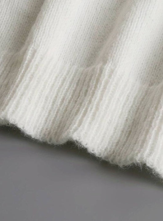 Charlotte | Damen Eleganter Pullover Klassischer Rüschen V-Ausschnitt Strickjacke