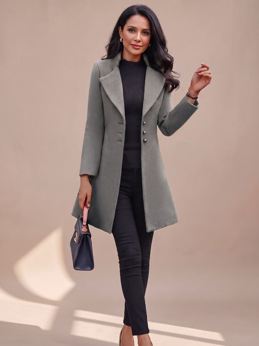 Hannah | Damen Eleganter Taillierter Trenchcoat mit Reverskragen