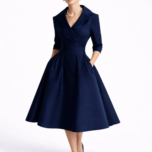 Leonie | Damen Elegantes A-Linien Midi-Kleid für Hochzeitsgäste im Herbst
