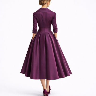 Leonie | Damen Elegantes A-Linien Midi-Kleid für Hochzeitsgäste im Herbst