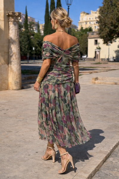 Clara | Damen Elegantes Cocktailkleid Maxi V-Ausschnitt Chiffon Festkleid