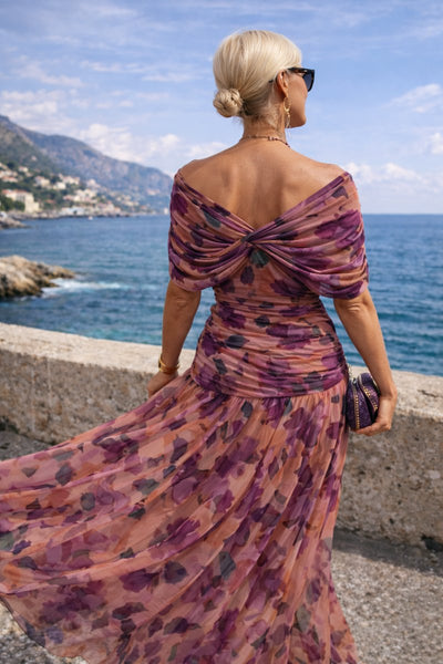 Clara | Damen Elegantes Cocktailkleid Maxi V-Ausschnitt Chiffon Festkleid