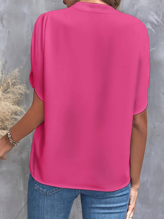 Lena | Damen Fließende V-Ausschnitt Bluse mit Weiten Ärmeln