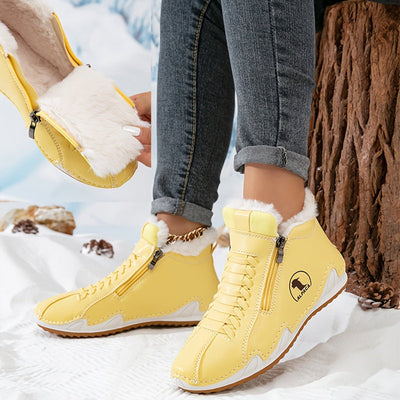 Frieda | Damen Gefütterte Ankle Boots Kunstleder Reißverschluss Winterstiefeletten
