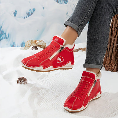 Frieda | Damen Gefütterte Ankle Boots Kunstleder Reißverschluss Winterstiefeletten