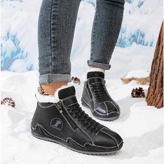 Frieda | Damen Gefütterte Ankle Boots Kunstleder Reißverschluss Winterstiefeletten