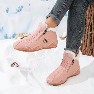 Frieda | Damen Gefütterte Ankle Boots Kunstleder Reißverschluss Winterstiefeletten