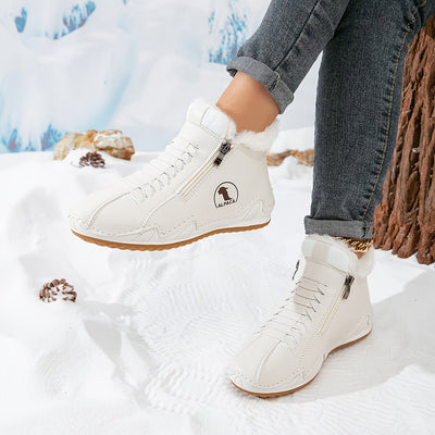 Frieda | Damen Gefütterte Ankle Boots Kunstleder Reißverschluss Winterstiefeletten