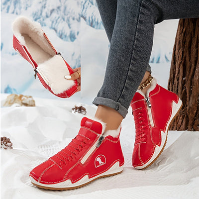 Frieda | Damen Gefütterte Ankle Boots Kunstleder Reißverschluss Winterstiefeletten