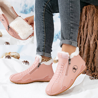 Frieda | Damen Gefütterte Ankle Boots Kunstleder Reißverschluss Winterstiefeletten