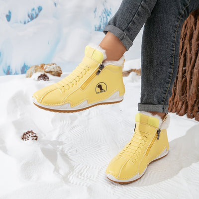 Frieda | Damen Gefütterte Ankle Boots Kunstleder Reißverschluss Winterstiefeletten