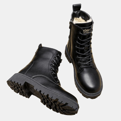 Leonie | Damen Gefütterte Schnürstiefeletten aus Kunstleder mit Reißverschluss