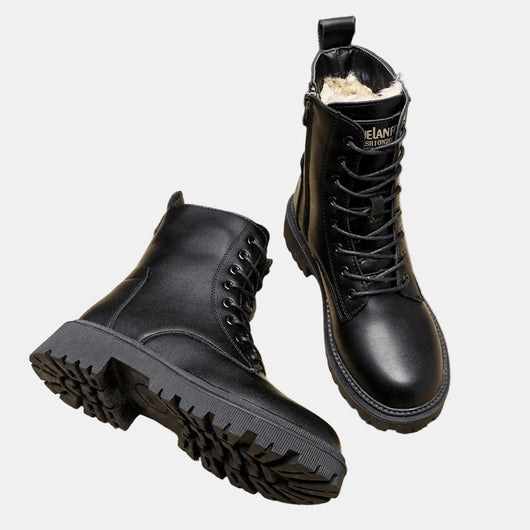 Leonie | Damen Gefütterte Schnürstiefeletten aus Kunstleder mit Reißverschluss