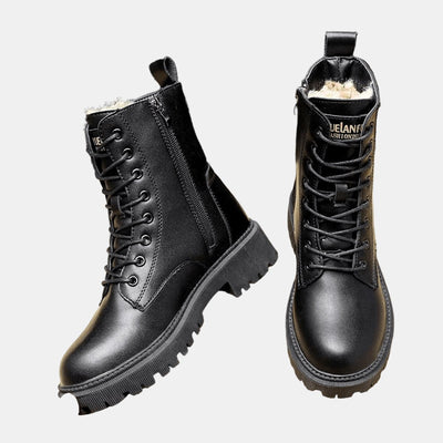 Leonie | Damen Gefütterte Schnürstiefeletten aus Kunstleder mit Reißverschluss