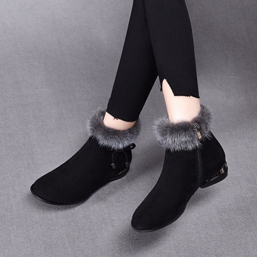 Luisa | Damen Gefütterte Wildleder Ankle Boots mit Kunstfell-Abschluss