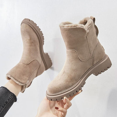 Greta | Damen Gefütterte Wildleder Slip-On Ankle Boots Plateausohle