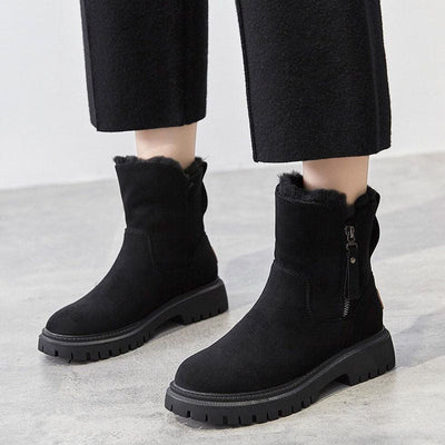Greta | Damen Gefütterte Wildleder Slip-On Ankle Boots Plateausohle