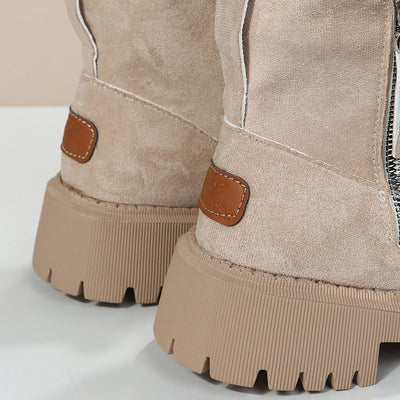 Greta | Damen Gefütterte Wildleder Slip-On Ankle Boots Plateausohle