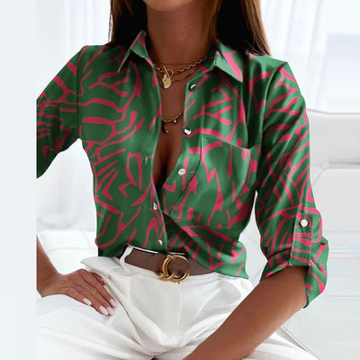 Marie | Damen Geometrische Klassische Kragen Bluse