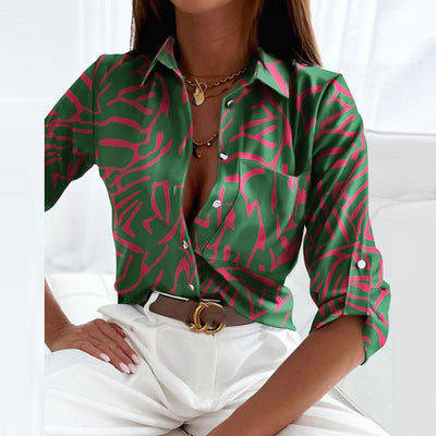 Marie | Damen Geometrische Klassische Kragen Bluse