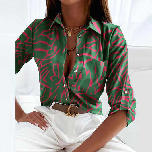 Marie | Damen Geometrische Klassische Kragen Bluse