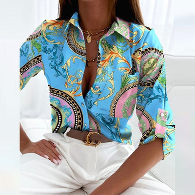 Marie | Damen Geometrische Klassische Kragen Bluse