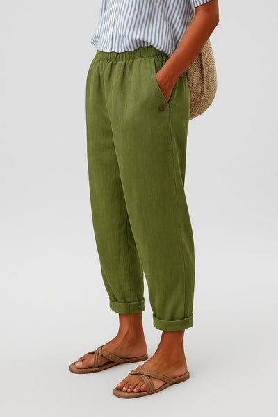 Mia | Damen Gerade Lockere Bequeme Seitentaschen Hose