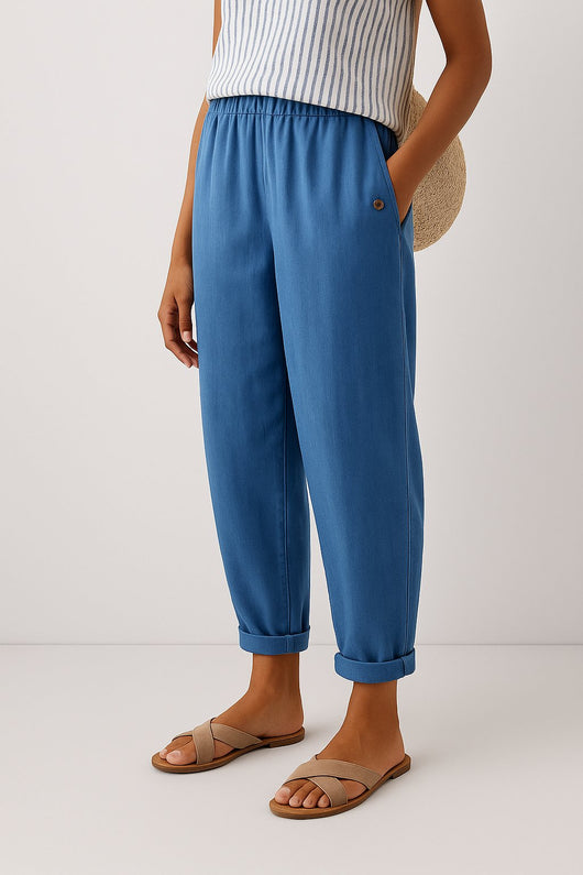 Mia | Damen Gerade Lockere Bequeme Seitentaschen Hose