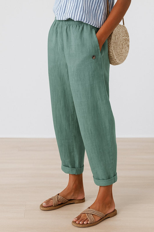 Mia | Damen Gerade Lockere Bequeme Seitentaschen Hose